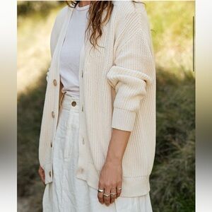 Jenni Kayne Cotton Cocoon Cardigan Ivory XXL